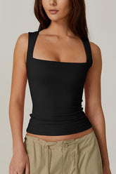 Women's Square Neck Sleeveless Double-Layer Tank Tops